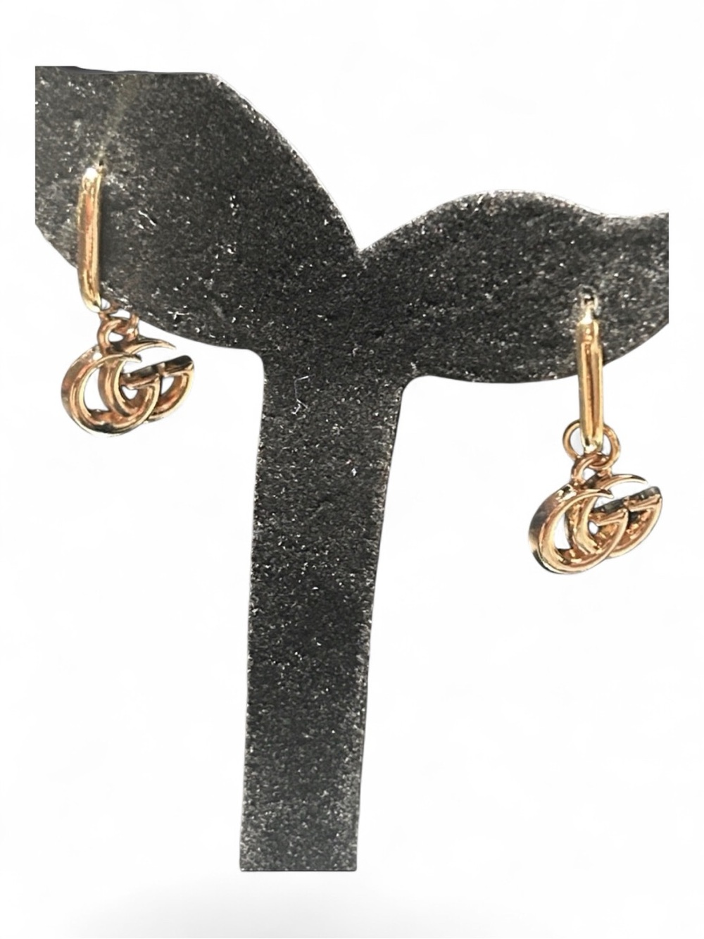 Gold Interlocking Logo Drop Hoop Earrings
